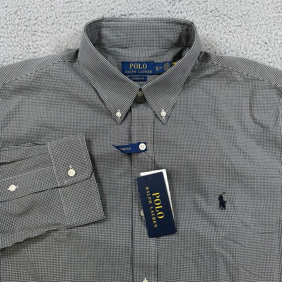 Polo Ralph Lauren Shirt Mens XL Black Check Long Sleeve Button Down Cotton - Picture 1 of 10